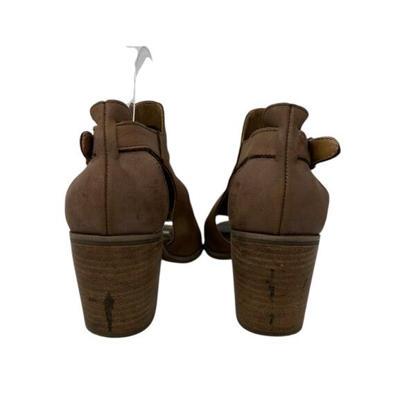 Lucky Brand Brown Suede Leather Open Toe Heeled Shoes size 8M - Picture 5 of 16